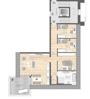 4-Raum-Dachgeschosswohnung in Rabenstein