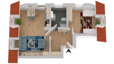 Schöne und gepflegte 1,5-Zimmer-DG-Wohnung in Ahnatal