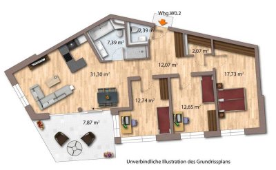 WE 2: Großzügige 4-Zimmer-Wohnung im hochwertigen Neubau