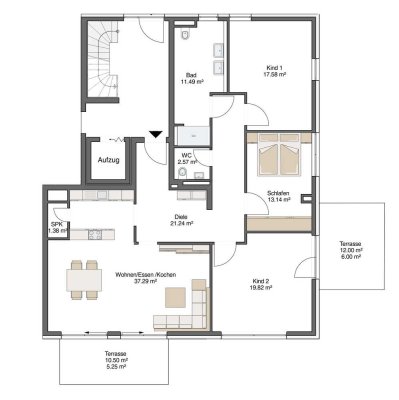 134 m² familienfreundliche 4 Zi. Wohnung mit Garten