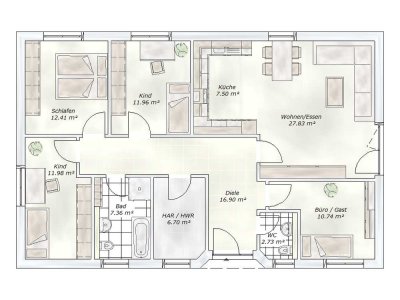 Naunhof: 5 Zimmer auf einer Ebene, u.a.m. FBH, L-W-Wärmepumpe, Ton-Dachsteine, etc. – Grdst. inkl