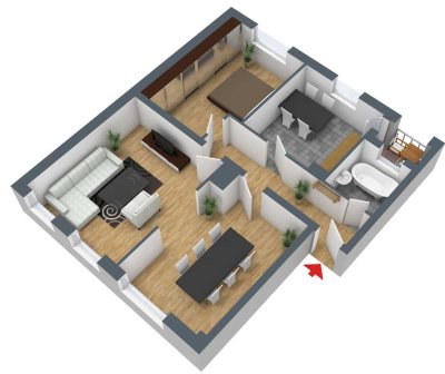 80m² 3 ZKB-Wohnung zzgl. separatem 17m² Homeoffice-Zimmer