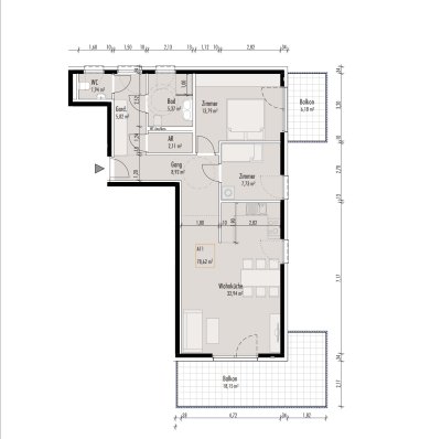 Wunderschöne 3-Zimmer Wohnung im obersten Stock