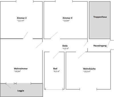 Schöne 3 Zimmer Wohnung mit großer Wohnküche und Einbauküche