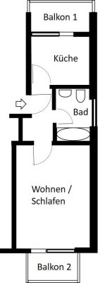 Top 1-Zimmer Wohnung, Oststadt