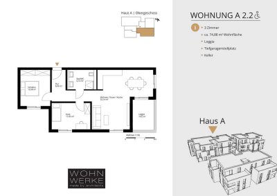 Whg A 2.2. - 3 Zimmer - Obergeschoss mit Süd-Loggia - barrierefrei