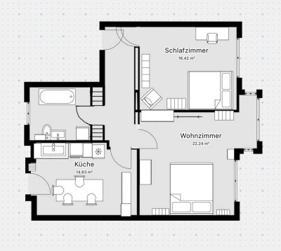 Großzügige 2-Zimmer-Wohnung in Krefeld