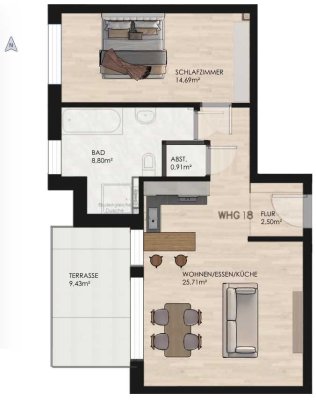 KfW 40 förderfähig WHG 18: Charmante Zwei-Zimmer-Wohnung mit Garten in Braunschweig-Papenkamp