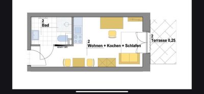 Neuwertige 1-Zimmer-Terrassenwohnung mit Einbauküche in Münster-Gievenbeck