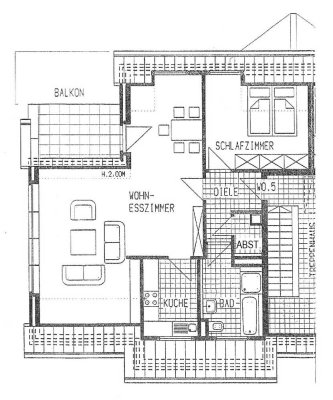 Freundliche und gepflegte 2-Zimmer-DG-Wohnung mit geh. Innenausstattung mit Balkon und EBK