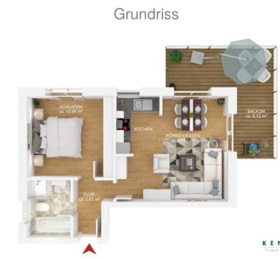 Geschmackvolle, gepflegte 2-Raum-Hochparterre-Wohnung mit EBK in Idstein