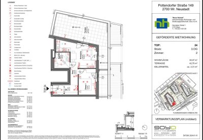 Genossenschaftswohnung mit 43m2 Terrasse in Wiener Neustadt