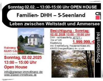 OPEN HOUSE! 02.02.25 von  13 - 15Uhr! FAMILIEN DHH in eingewachsener Lage 5-Seenland