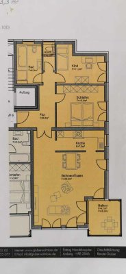 Hochwertige, barrierefreie 93m²-Wohnung (3ZKB) mit Ausblick