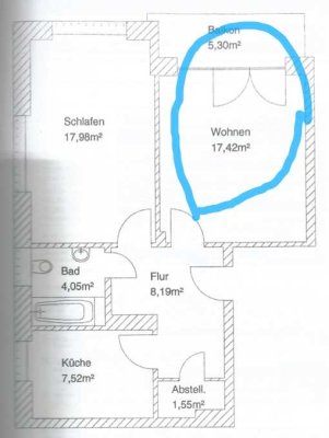 (unmöbliertes) WG Zimmer mit Balkon zur befristeten Untermiete (bis 11 Monate)  in Würzburg