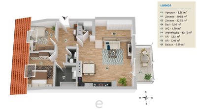 Altbau-Dachgeschosswohnung TOP 8, befristet vermietet!