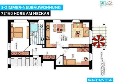 �Charmante 3-Zimmer-Neubauwohnung l � Horb am Neckar