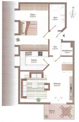 Gemütliche, ruhige 2-Zimmer-Wohnung mit EBK und Südbalkon in Allershausen