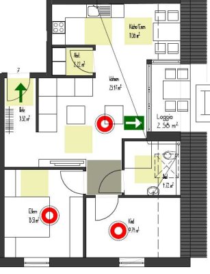 Erstbezug, 3 Zi. + Loggia, 2 Etage, altersgerecht, KfW 40, mit Erdwärme, MIT hochwertigen Fliesen