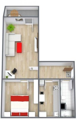 Moderne 2-Raum-Wohnung in der Burgbreite