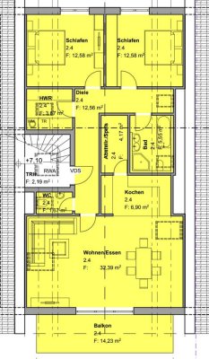 Helle & ruhige 3 Zimmer Neubau Dachgeschosswohnung im Ortskern von Wasserburg