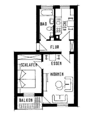 2 Zimmer Wohnung 51 m² Voll möbliert und ausgestattet, in 70437 Stuttgart Zuffenhausen ab sofort