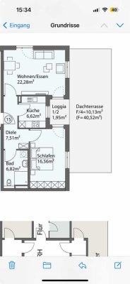 Betreutes Wohnen / Exklusive 2-Zimmer-Terrassenwohnung mit Einbauküche in Augsburg