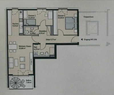 Sparsame Wohnung im Neubaugebiet