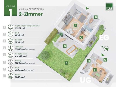 Deine eigenen 4 Wände – innovative Aufteilung, hell und einladend (Wohnung 1)