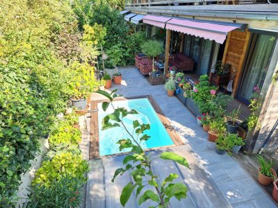 Traumhafte Gartenwohnung mit Pool für Naturliebhaber in Massivholzbauweise in Pinsdorf bei Gmunden