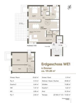 Keine Heizkosten! 5 Zi.-Variante möglich**Maisonette-Gartenwohnung mit Sonnenterrasse** Keine Heizko