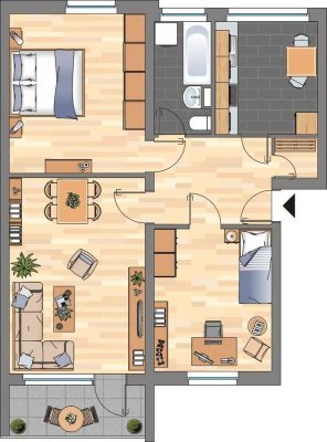 Renovierte 3-Zimmer-Wohnung in Leer Leerort inkl. Balkon