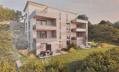 Neubau-Erstbezug: 2,5-Zimmer-Wohnung mit großem Garten, Einbauküche & Stellplatz – ab 01.04.2025