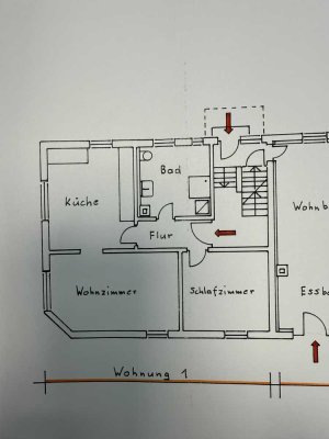 Geschmackvolle 2-Raum-Hochparterre-Wohnung mit Terrasse und Einbauküche in Ofterdingen