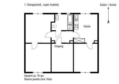 Helle und großzügige 3-Zimmer-Wohnung in ruhiger, naturnaher Lage - 76 m² in Solingen-Mitte