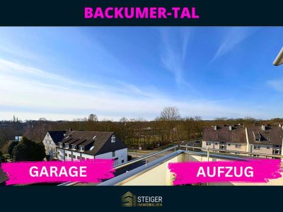 Wohnung mit Balkon - Fahrstuhl & Garage - traumhafter Blick auf das Backumer Tal