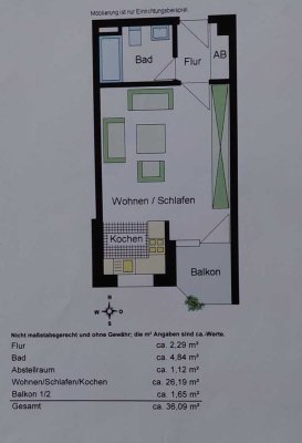 Schönes, möbliertes Apartment mit Südbalkon in Gersthofen