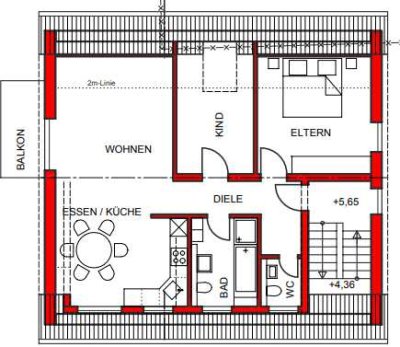 Stilvolle, neuwertige 3-Raum-DG-Wohnung mit geh. Innenausstattung mit Balkon in Mühlheim am Main