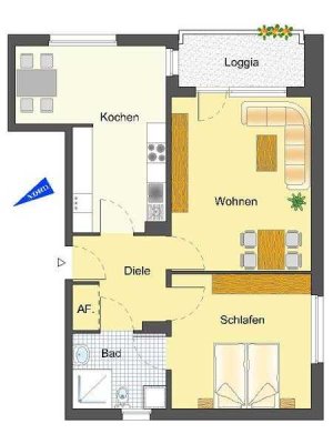 große 2-Zi-Wohnung (Rollstuhl- u. Behindertengerecht) mit Balkon