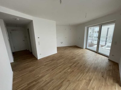 Wohnberechtigungsschein erforderlich: Neubau- Exklusive 1-Zimmer-Wohnung mit Balkon oder Terrasse.