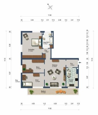 4,5 Zimmer mit Südbalkon ab 15. Dezember in Saalfelden - Heizung inklusive