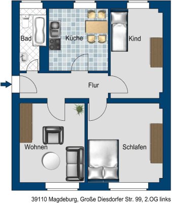 Wohn(t)raum: praktische 3-Zimmer-Wohnung