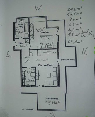 750 € - 70 m² - 2.0 Zi.Penthouse