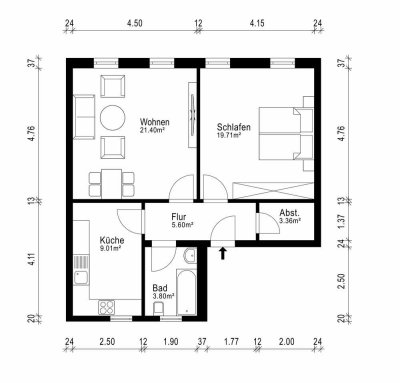 Clever investiert- vermietete 2 Zimmer ETW mit Stellplatz