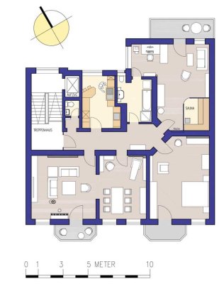 Koblenz-Innenstadt Moderne 5-Zimmer-Wohnung, gute Innenausstattung. Sauna, Balkone und EBK