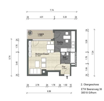 Stilvolle 1-Zimmer-Wohnung mit Balkon und Einbauküche in Gifhorn