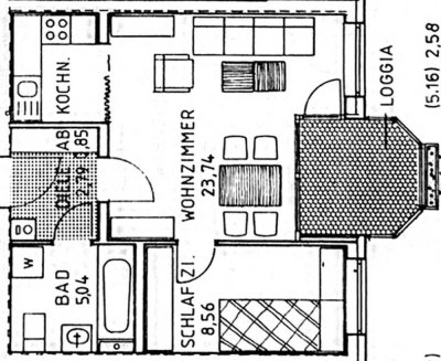 Sonnige 1,5-Zimmer-Wohnung mit Balkon für Single