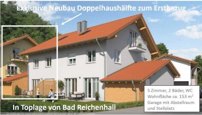 Neubau Doppelhaushälfte zum Erstbezug mit 5 Zimmern, Garage, Stellplatz u. Einbauküche.