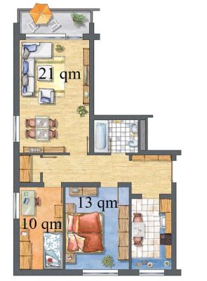 Modern sanierte 3-Zimmer-Wohnung mit  mit Balkon in Germering