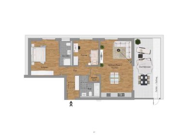 Stilvolle, neuwertige 3-Zimmer-Penthouse-Wohnung mit geh. Innenausstattung mit Balkon und EBK